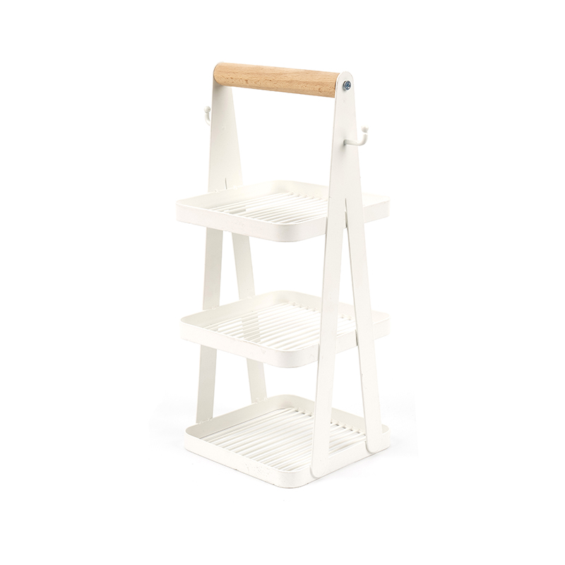 bærbar opbevaringskurv 3 lags træhåndtag