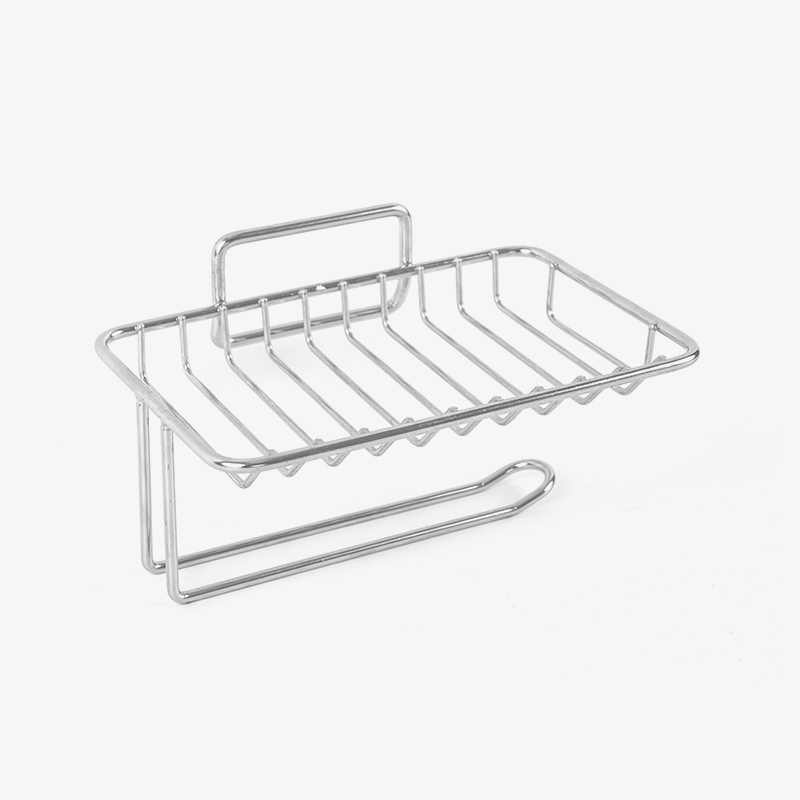 Keramisk sæbeskål med selvdrænende og rustfrit stålstativ