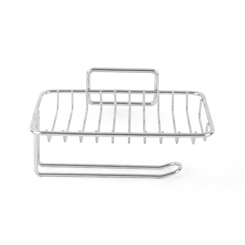 Keramisk sæbeskål med selvdrænende og rustfrit stålstativ