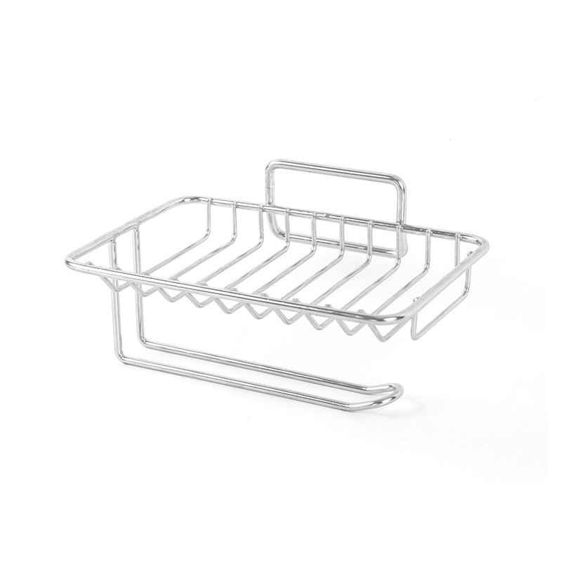 Keramisk sæbeskål med selvdrænende og rustfrit stålstativ