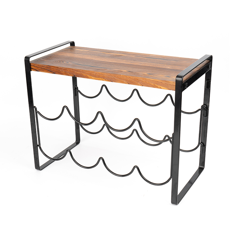 Rustik træbordplade vinstativ flasker Ingen behov for samling