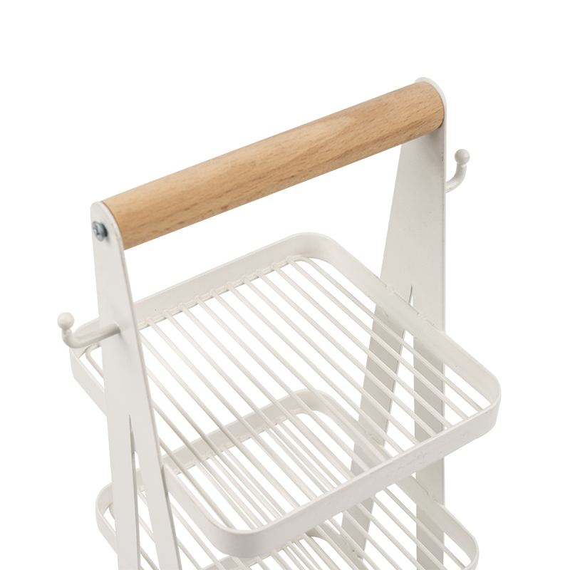 bærbar opbevaringskurv 3 lags træhåndtag