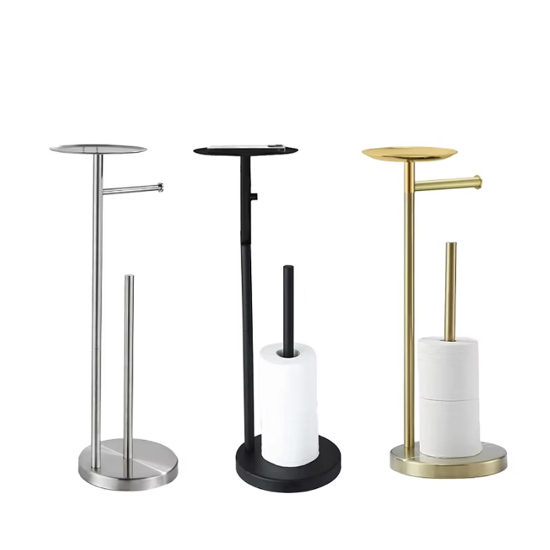 Fritstående toiletpapirholder med opbevaringshylde