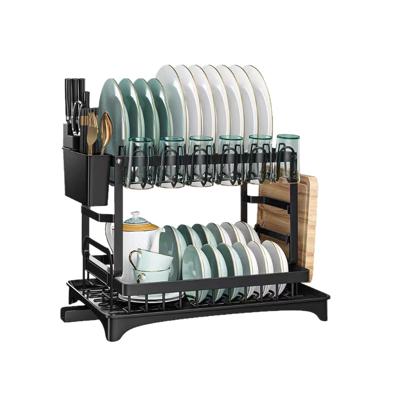 2-lags opvaskestativ i rustfrit stål med afløbsbræt